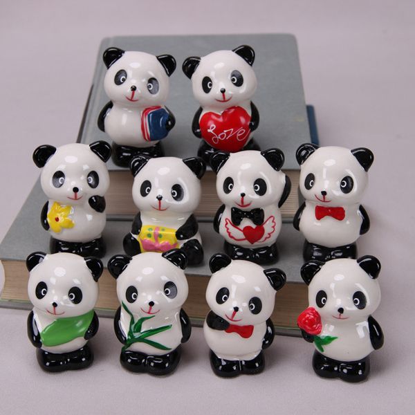 Ornamentos de cerâmica de panda vermelha Presente de cerâmica de píer de bebê chinês