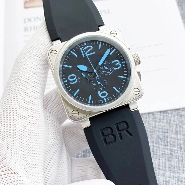 Puxa de punho de alta qualidade Os homens relógios automáticos relógios mecânicos Bell Brand Watch Watch Black Rubber Strap Man Women Womens Ross Wristwatch