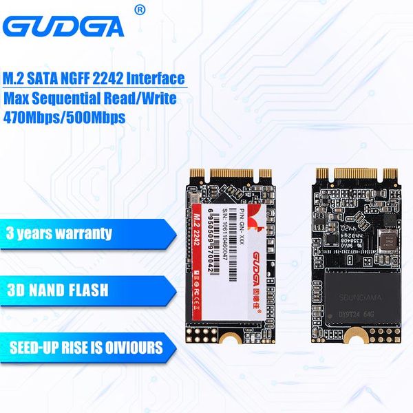 Приводы Gudga SSD M2 SATA 22*42 мм M.2 NGFF 128GB 256 ГБ 512 ГБ 1 ТБ Внутренний твердый твердый привод жесткий диск для ноутбука для ноутбука для ноутбука