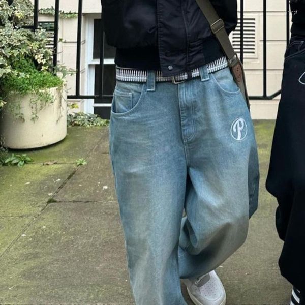 Jeans da uomo Y2k Hip-Hop Punk Harajuku Gotico Pantaloni larghi in denim per uomo e donna 2023 Ins Fashion Wide-leg Street Wear