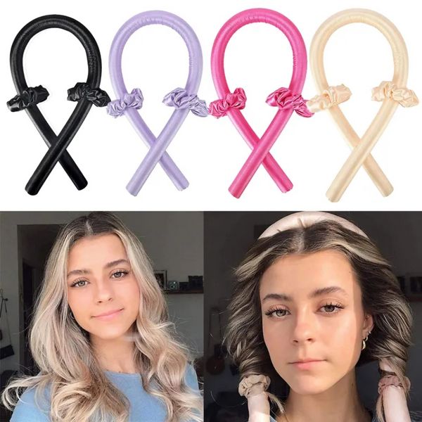 Favore di partito Senza calore Bigodini per capelli magici 2 pezzi Raso Scrunchie Asta di arricciatura senza calore per capelli lunghi Rulli magici aggiornati i0530