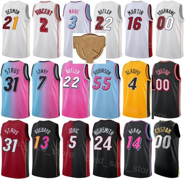 Baloncesto Imprimir Finales Haywood Highsmith Jerseys 24 Robinson 25 Kyle Lowry 7 Tyler Herro 14 Duncan Robinson 55 Victor Oladipo 4 Icono Camiseta deportiva Top Mujer Hombre Niños