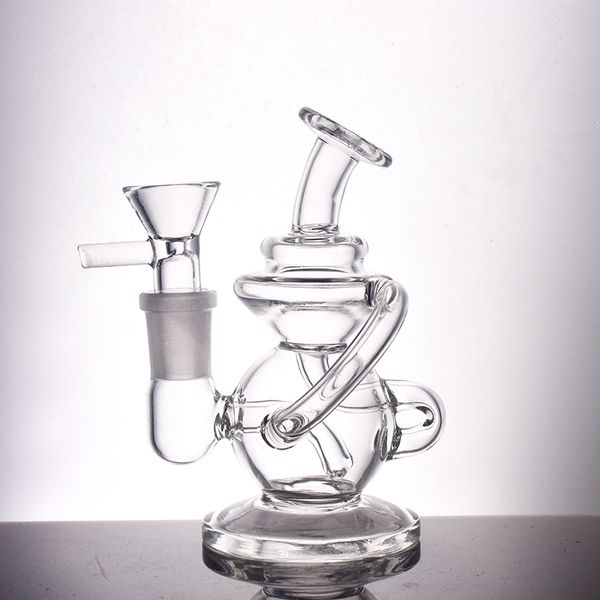 Narghilè Mini Recycler Bruciatore a nafta in vetro Bong 14mm Femmina Dab Rig Pipa ad acqua per fumo spessa con ciotola per tabacco da fumo e pipa per bruciatore a nafta in vetro