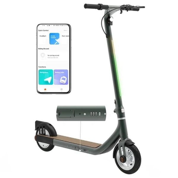 Atomi Alpha Scooter elettrico pieghevole Pneumatici da 9 pollici 650W Motore 36V 10Ah Batteria per 25 miglia Gamma 25Km / h Velocità massima 120KG Carico massimo - Verde