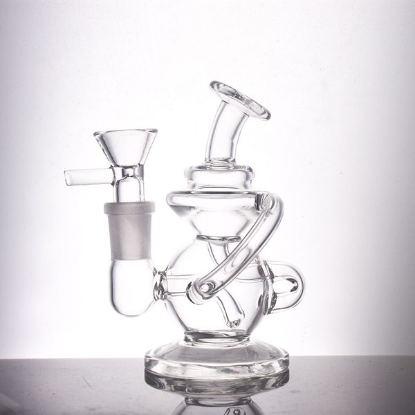 Volcanee Vortex Narghilè Tornado Cyclone Recycler Bong in vetro 14mm Femmina Mini Bong Pipa ad acqua Bubbler Dab Rig con tubo maschio in vetro per bruciatore a nafta e ciotola per tabacco