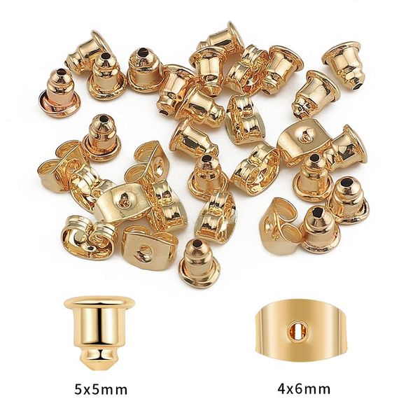 50 pz/lotto 18 K Placcato Oro Orecchino Borchie Backs Stopper Scrolls Ear Post Farfalla Ear Plug Orecchino Backs Monili Che Fanno Forniture