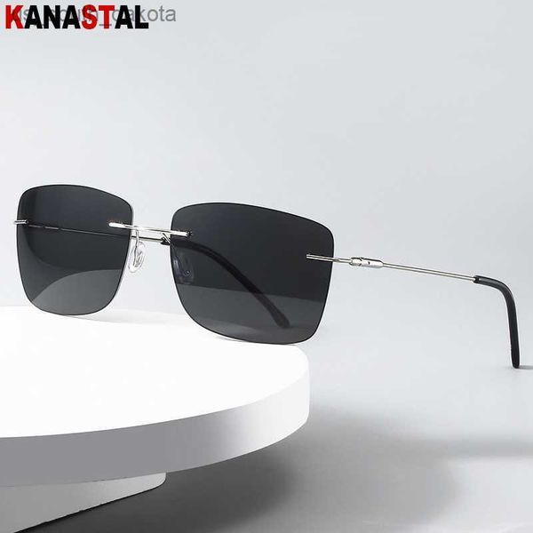 Sonnenbrille Männer Polarisierte Sonnenbrille Metall Randlos Photochrome Nachtsicht Visier Brillen Fahren Angeln Reisen Sonnenbrille Frauen Retro L230523