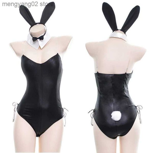 Conjunto sexy Sexy Bunny Girl Girl Faux Leather Material Rabbit Mulher Conjunto de boa qualidade