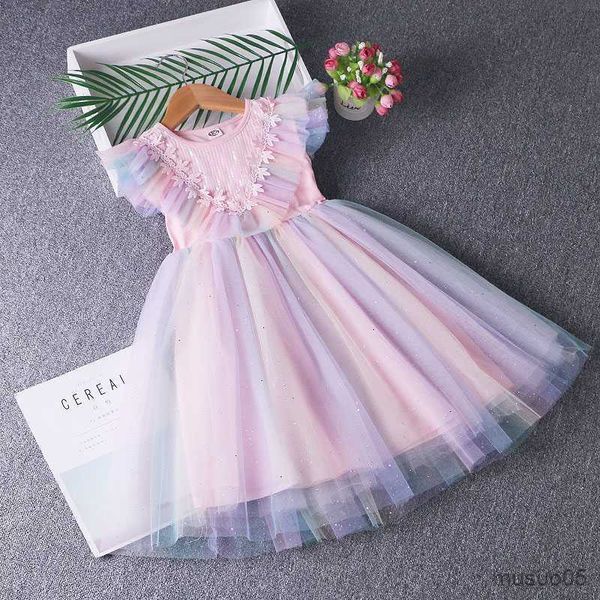 Девушка платья для девочек одевать жемчужины цветы вышивка детская платье для свадебного платья для детской одежды с плащом синим цветом