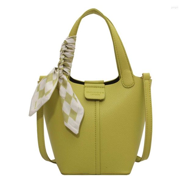 Borse da sera TRAVEASY Moda Donna Spalla Pelle PU Colore caramella Borse casual femminili Sciarpa di seta a tracolla da donna Piccola verde