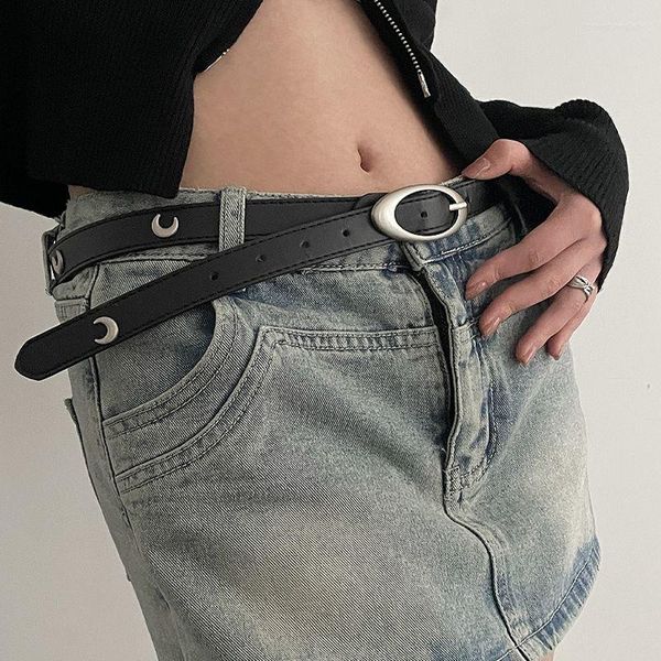 Gürtel Vintage Gürtel Mond Stern Punk Crescent Dekoration Paar Y2k Schnalle Metall Gothic Männer Frauen Pu Leder Bund Jeans Hosen