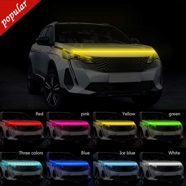 Nuovo 1x cofano per auto luce di marcia diurna striscia impermeabile flessibile LED auto decorativo atmosfera lampada retroilluminazione ambientale 12V universale