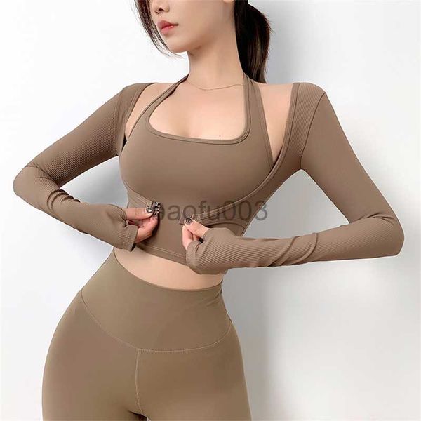 Camiseta feminina Camisetas de manga longa sexy construídas em mulheres BRA Women Slim Fit Workout Sport Sport Tam camise