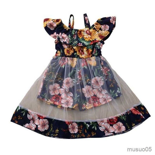 Vestiti da ragazza Toddler Neonato Kid Girls Flower Dress Girasole Ruffles Abiti da festa per ragazze