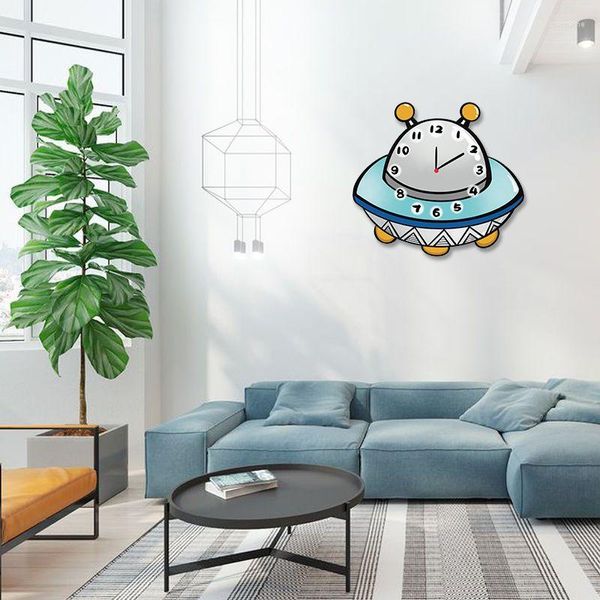 Wanduhren UFO-Form Design Uhr Cartoon Kreative Stille Wohnzimmer Schlafzimmer Dekoration Holz Hängende Verzierung ZD513