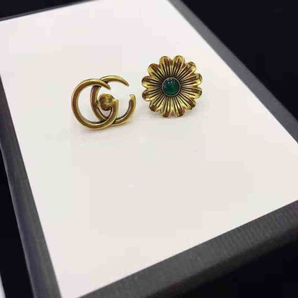 Designer-Schmuck, Armband, Halskette, Ring, Chrysanthemenblume, asymmetrische Ohrringe, weiblich, gebrauchte Ohrringe