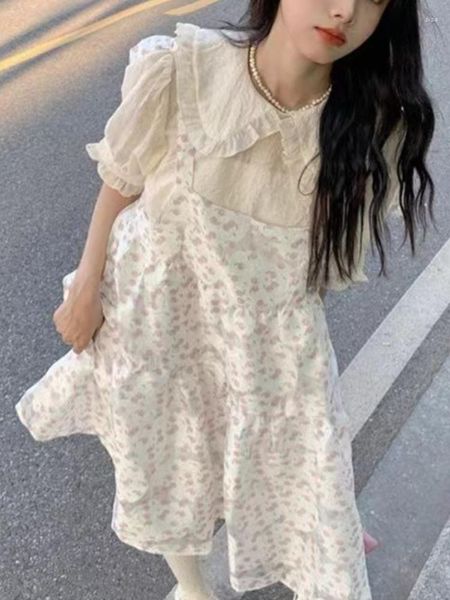 Abiti casual Summer Floral Sweet Dress Women Elegant Print Party Mini Corea Desinger Desinger Chic Kawaii Strap 2023