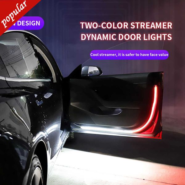 Nuovo 1x Car Door Opening Warning LED Lights Welcome Decor Lamp Strips Luce ambientale decorativa Flessibile Impermeabile 1.2M Bianco Rosso 12V