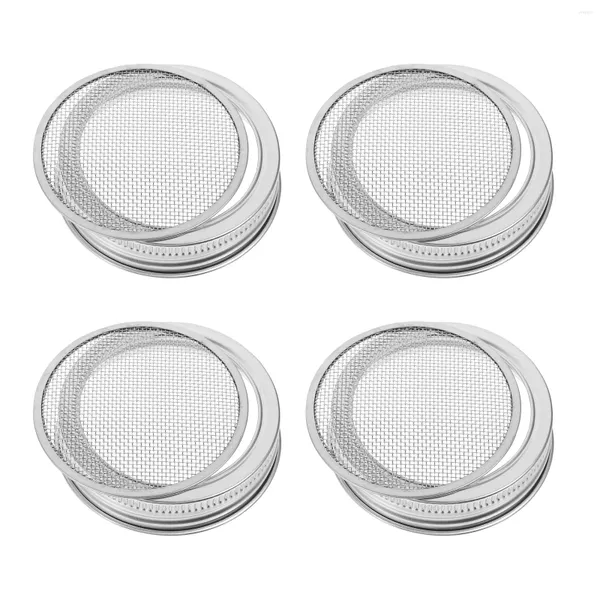 Set di stoviglie 4 pezzi Mason Jar Sprout Coperchi Germogliamento Kit schermo in acciaio inossidabile Coperchio diviso Vasetti a bocca larga