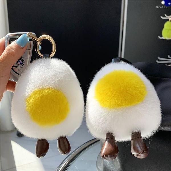 Portachiavi Peluche Uovo Bambola Rex Vera Palla di Pelo Portachiavi Simpatico Giocattolo Ornamenti Genuini Ciondolo Borsa da Donna Chiave per Auto Anelli di Metallo Bigiotteria