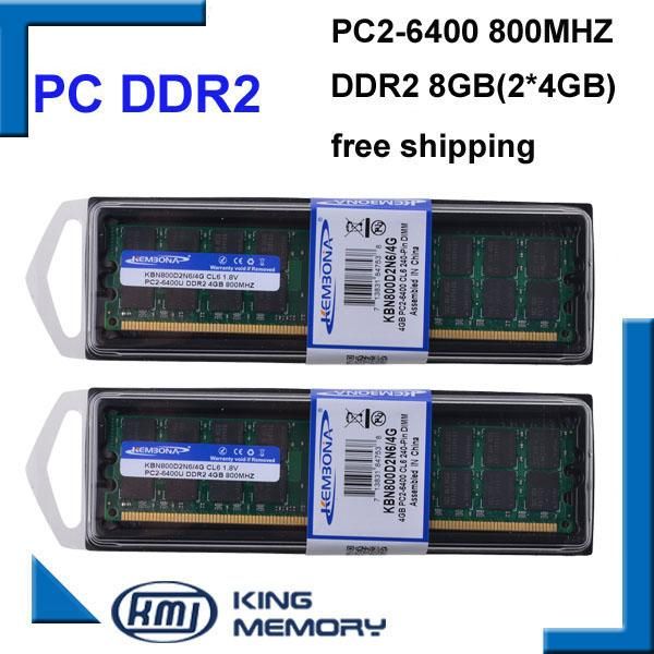 RAMS KEMBONA Wholesale 2pcs/lotto Desktop DDR2 Kit 8GB (2x4gb) 800MHz PC26400 DualChannel DDR2 8G Memoria desktop per AMD compatibile