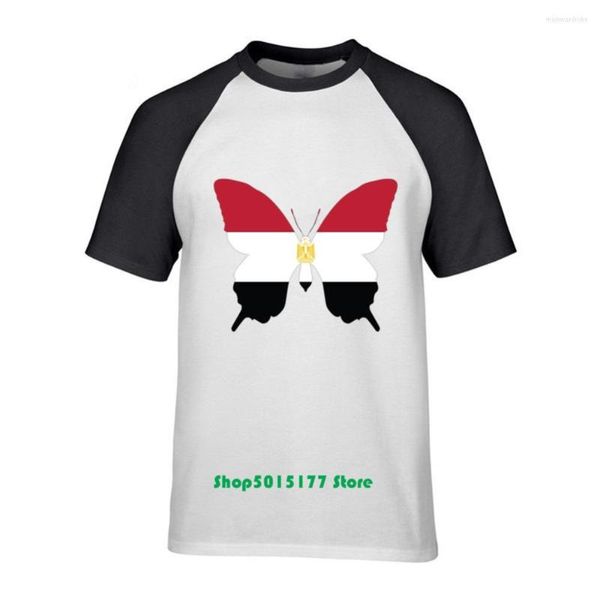 Herren T-Shirts Ägyptischer Schmetterling Ägypten Flagge T-Shirt Männer Camiseta Stilisiertes bedrucktes T-Shirt Kulturshirt Tier