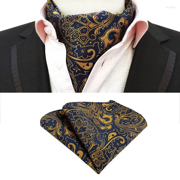 Fliegen Luxus Männer Jacquard Einstecktuch Hochzeit Smoking Krawatte Ascot Scrunch Krawatte Paisley Floral Geometrische Krawatte Taschentuch Set