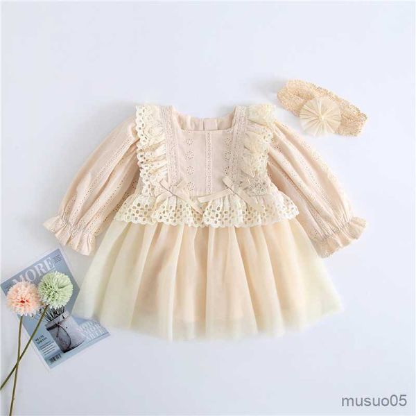 Mädchen Kleider Baby Mädchen Prinzessin Kleid Herbst Geburtstag Party Kleid Neugeborenes Taufkleid Kleinkind Kinder Kleidung mit Haarband