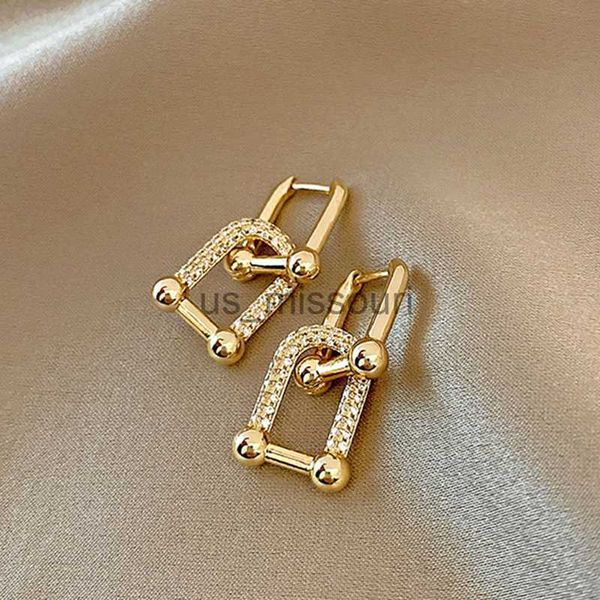 Stud Vintage Charm 14K oro reale placcato quadrato geometrico orecchini pendenti di cristallo per le donne AAA Zirconia S925 argento ago gioielli regalo J230529 J230529