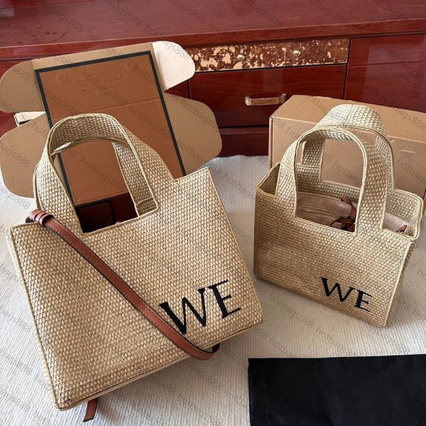 Designer Women Straw Tote Bag Luxurys Designers Borse Marca Sunshine Knitting Beach Borse Donna Patchwork in pelle Totes