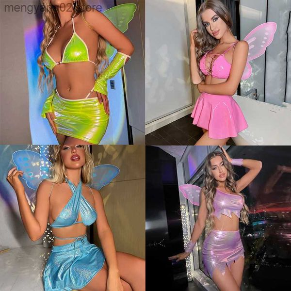 Sexy Conjunto 2023New 6Colors Sexy Butterfly Cosplay for Woman Lingerie Efl Wing Dress Halloween vem para adultos Purim Carnival Role T230530