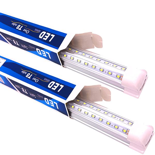 LED Integrado Tubo Luz T8 Luzes de loja de 5 pés pendurados ou superfície alta saída alta 48watt 6200 lúmens 6500k Tampa clara branca fria 5 pés 25 pacote Crestech888