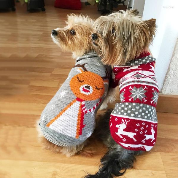 Vestuário de cachorro cartoon suéter de filhote de inverno roupas quentes para cães pequenos fantasia de natal chihuahua casaco tricô