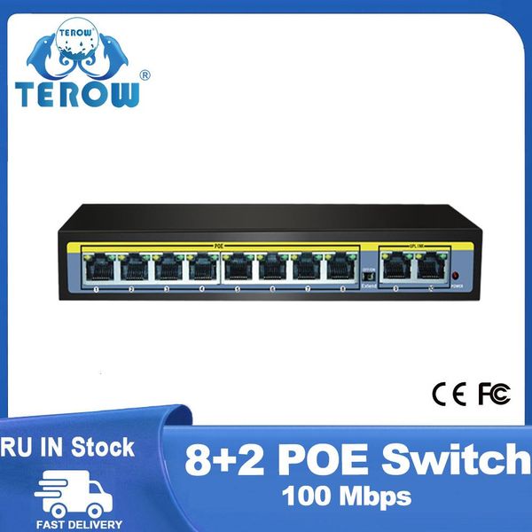 Switches 8+2 Ports POE 100 Mbit / s Schalter mit interner Stromversorgungsüberwachung Kamera Wireless Lighting VLAN 2 GB Bandbreite 250 m 120W