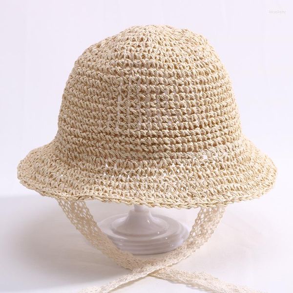 Berets Children Lace Crachet Crochet Strape Hats Baby Boy Girl Girlmade Summerable Sun Cap Outdoor Hestoor Пляжная защита шляпа