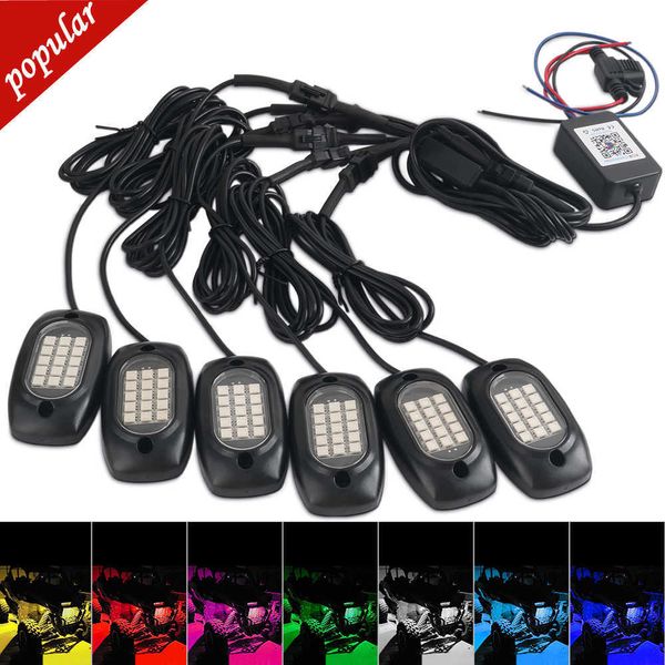 New Car Chassis Light Rgb Color Mobile App Remote Control Atmosphere Light Rock Light Led per Wrangler Pickup Truck 4/5/6 Luci