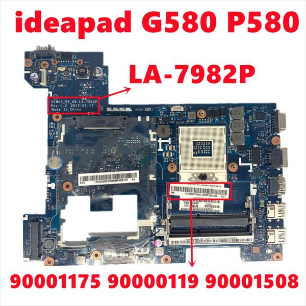 Placa -mãe 90001175 90000119 90001508 Para Lenovo Ideapad G580 P580 Laptop Placa -mãe LA7982p 15,6 polegadas HM76 HD4000 DDR3 totalmente testado OK