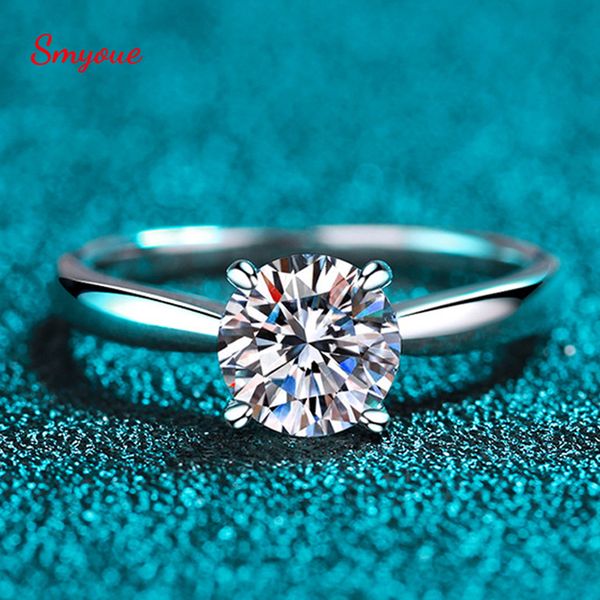 Solitaire Ring Smyoue White Gold 2Ct 100% Anel de noivado para mulheres S925 Sterling Silver Lab Lab Lab Promise Jóias de Banda 2305529