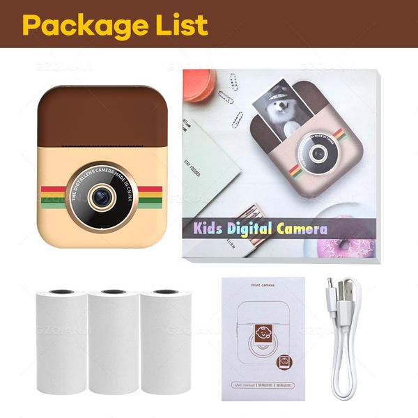 Printers Mini Children Instant Camera Photo Stampante per bambini Stampa con fotocamera digitale 1080p con carta termica per la fotocamera del giocattolo regalo di compleanno della fotocamera per bambini