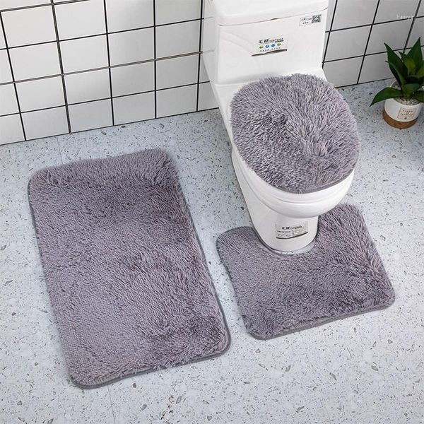 Teppiche 3-teiliges Badezimmermatten-Set, Toiletten-U-Typ-Duschmatten, saugfähiger Fußteppich, rutschfeste Bodensockeldeckelabdeckung