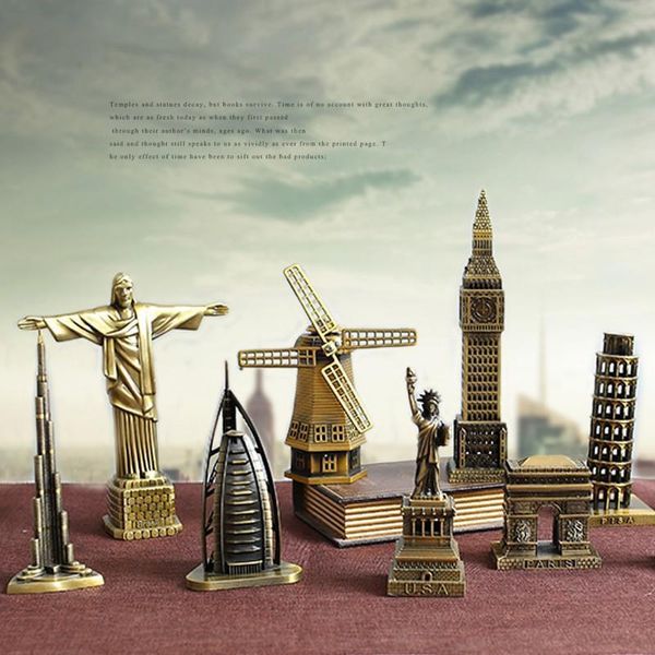 GlobalStatues Metal Landmark Figurines - Home/Office Decor, Tourist Souvenir - Famous Architecture Models, 230530