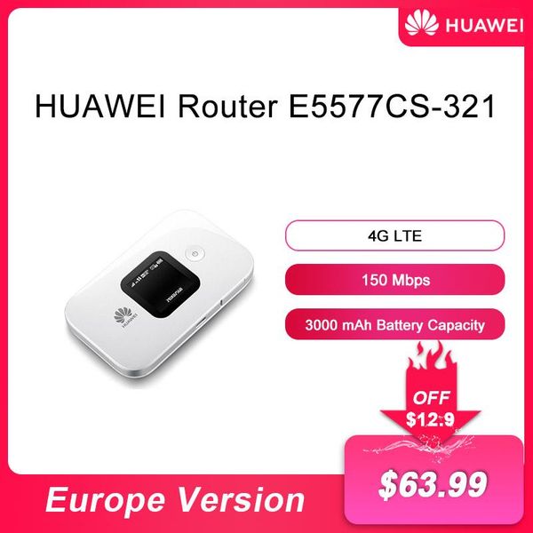 Маршрутизаторы New Huawei E5577S321 Mobile Hotspot LTE 4G Портативный беспроводной модем Wi -Fi Router с SIM -картой 150 Мбит / с разблокировки Европы версия