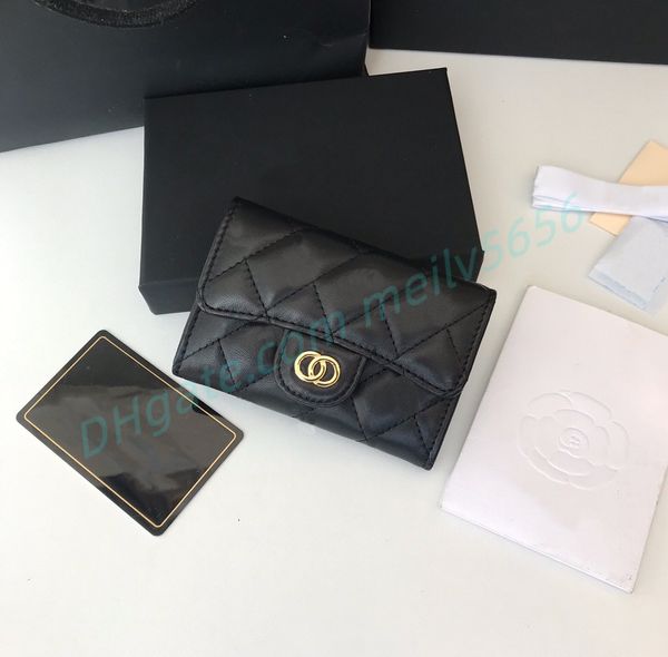 Designer Top Fashion Card Pack Pacote feminino Feminino de moeda de moedas Pouca bolsa de luxo Aristocrata Multifuncional Chavela de couro real carteiras com caixa
