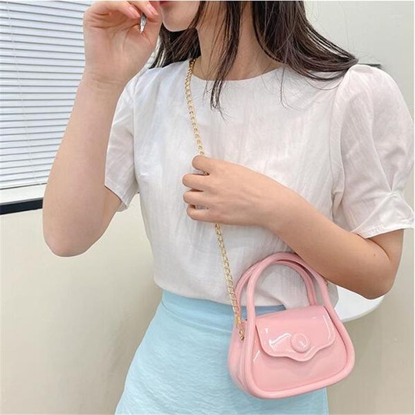 Bolsas de noite Mini Jelly Bandbag Girls Leather Crossbody Childable Childable Coin Coin bolsa Party One-ombro Messenger