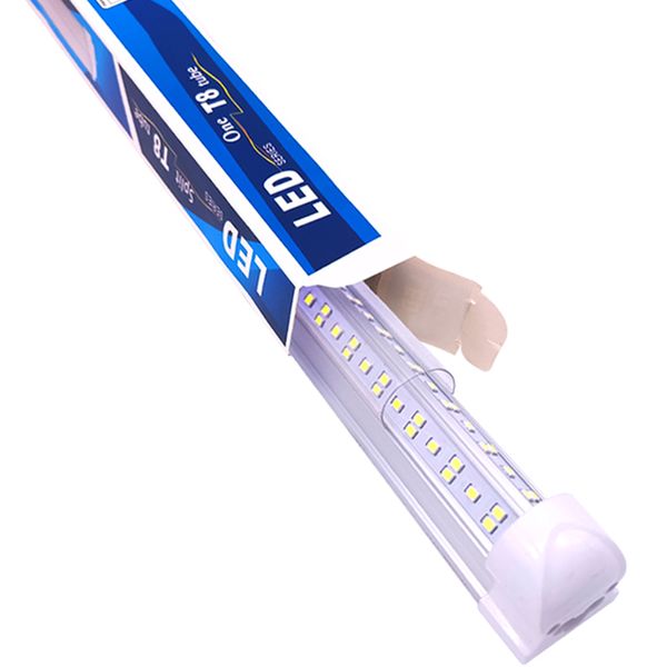 STOCK IN US 144W Tubo LED 4FT 8FT I tubi T8 integrati sostituiscono le luci fluorescenti 72W Bianco freddo Negozio Ufficio Garage Illuminazione Copertura trasparente crestech