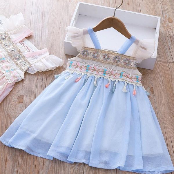 Abiti da ragazza Le ragazze vestono in stile cinese Little Baby Embroidery Hanfu Estate 2023 Principessa per bambini