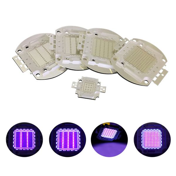 LED de led de alta potência LED LED SOURTE DE LUZ FONTE 30Mil 35mil 45mil 10-50W 100W Diodo roxo Ultraviolet Ultra Violet Bulbo Lâmpada