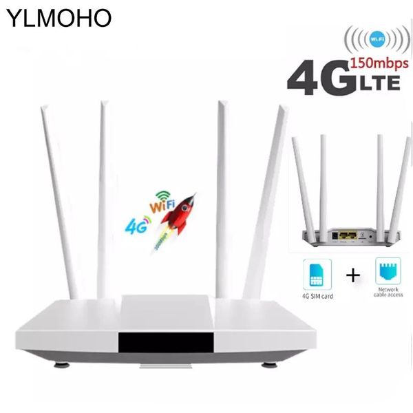 Router ylmoho 4G LTE CPE/Router 300mbit/s Gateway Entsperren WiFi Router Hotspots 4G LTE FDD TDD RJ45 Ethernet -Ports SIM -Schlitzantenne 32User
