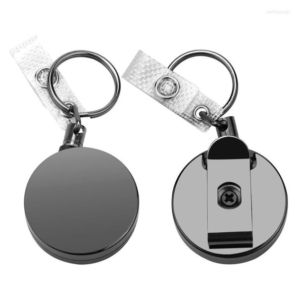 Keychains 2 Pacote para o suporte retrátil do distintivo pesado ID de metal com o anel da chave do clipe para nomes Keychain