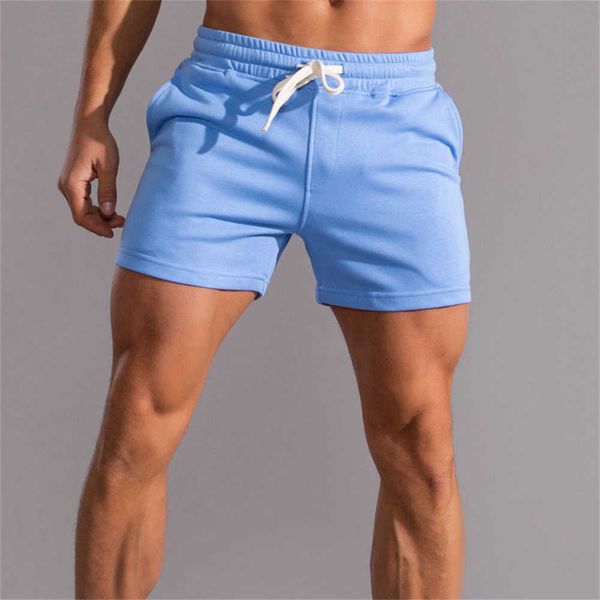 Erkek şort yaz pamuklu gündelik şort erkek vücut geliştirme spor ince bermuda spor fitness koşu antrenman pantolon erkek katı spor giyim dipleri aa230529